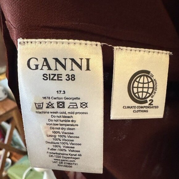 Ganni Carlton Georgette Dress Wine Red Black Polka Dot Size 38 (Medium) EUC - Picture 6 of 6